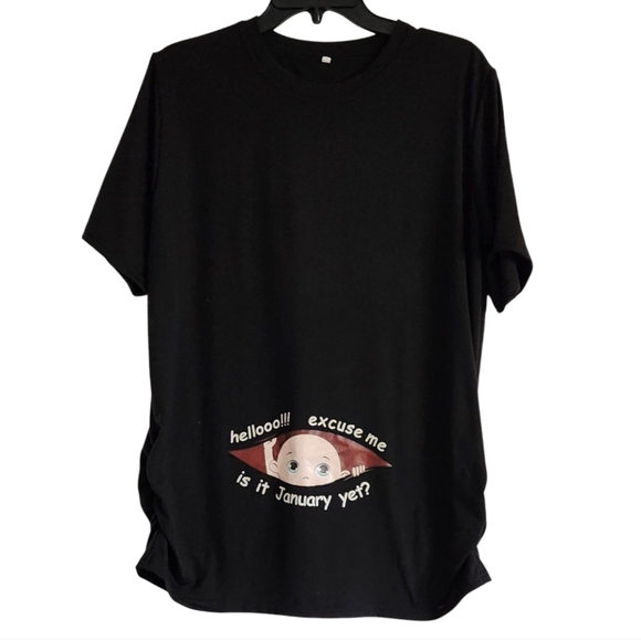 Tops - January Baby Maternity Black Tshirt Size XL